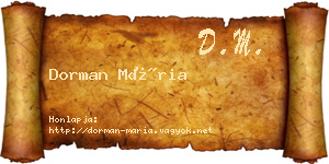 Dorman Mária névjegykártya
